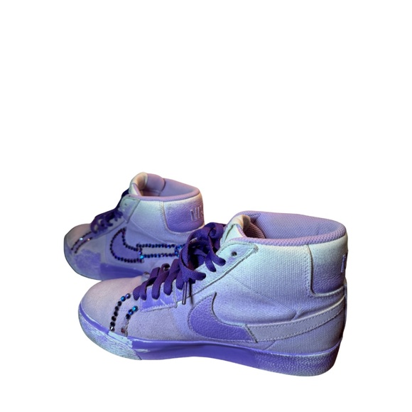 Custom Nike Blazer Mid '77 Lilic Rhinestone Sneakers US 6Y / Women's 7.5 - Picture 4 of 5